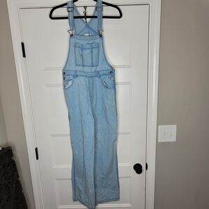 Universal Thread Women's Herringbone Straight Leg Denim Bib Overalls size 8
